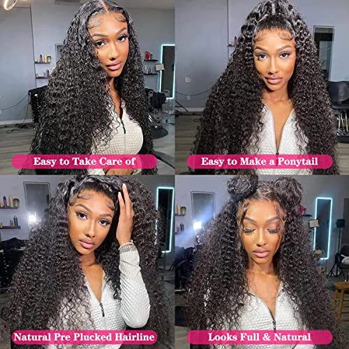 13x4 Curly Lace Front Wigs Human Hair 180 Density HD Transparent Lace Frontal Wig 24 אינץ קינקי מתולתל פאות עבור